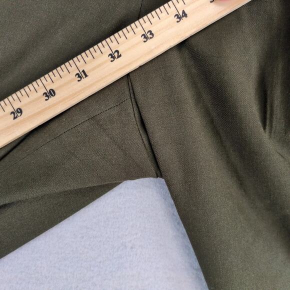 Talbots Heritage Wide Leg Pants Women's 8 33x32 Dark Green Flat Front Wool Blend - Picture 5 of 10